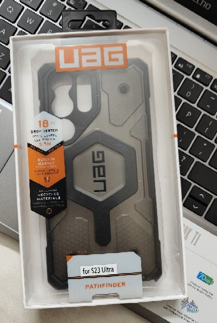Urban Armor Gear UAG Galaxy S23 Ultra Case, Pathfinder Clear Rugged Featherlight Shockproof Protective Case/Cover Designed for Galaxy S23 Ultra 5G (6.8-inch) 2024, Magnetic Charging Compatible - Ash