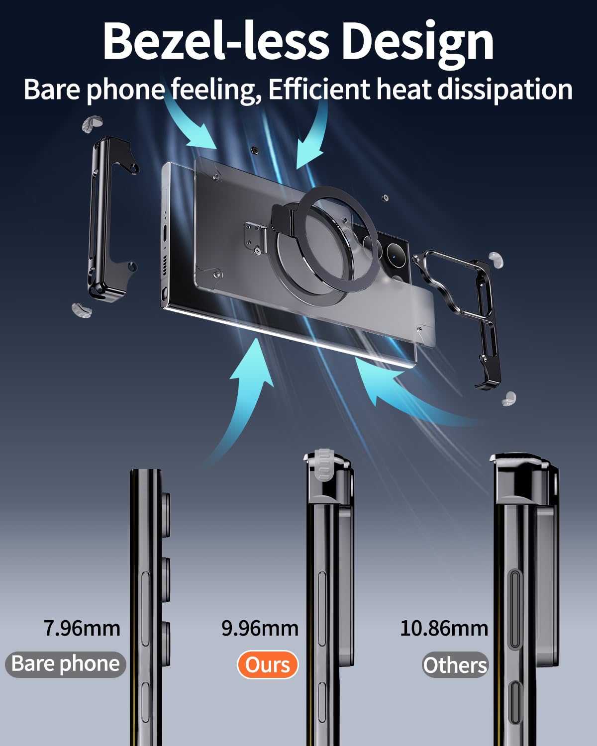 OATSBASF for Samsung Galaxy S24 Ultra Case, Sleek Minimalist Protective Shock Absorption Aerospace Grade Aluminum Shells with Built-in Kickstand Phone Case (K-Natural Titanium, for Samsung Galaxy S24 Ultra)