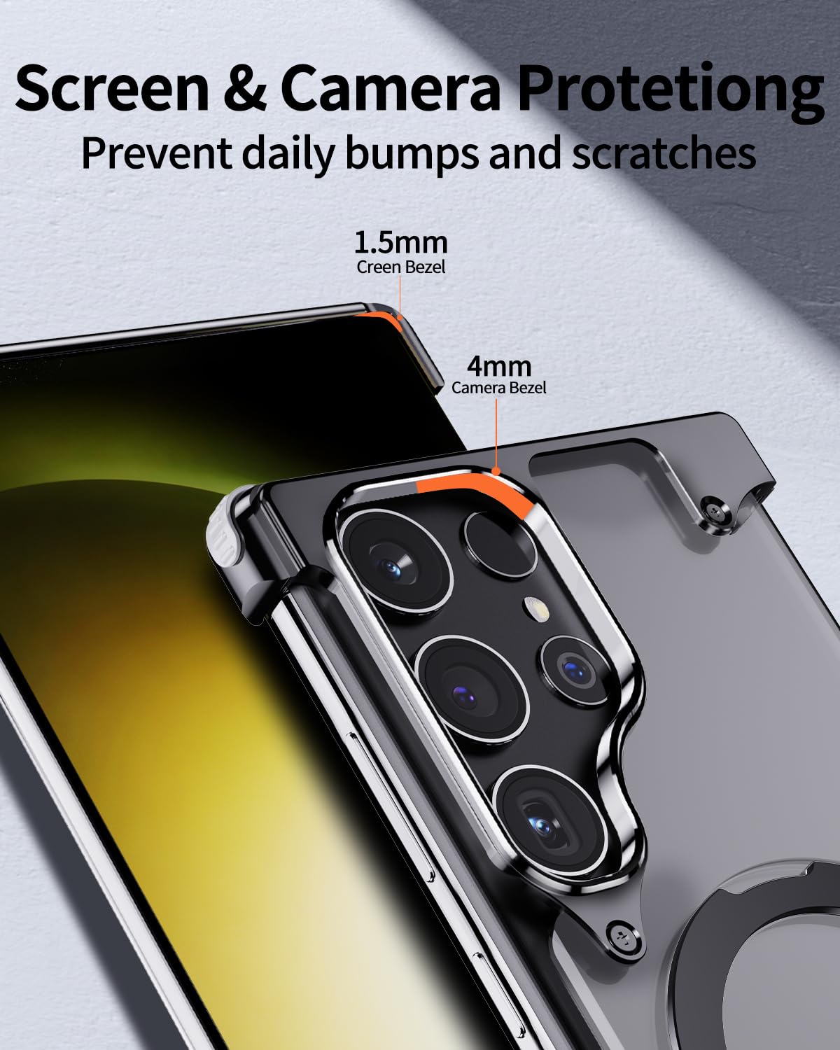 OATSBASF for Samsung Galaxy S24 Ultra Case, Sleek Minimalist Protective Shock Absorption Aerospace Grade Aluminum Shells with Built-in Kickstand Phone Case (K-Natural Titanium, for Samsung Galaxy S24 Ultra)