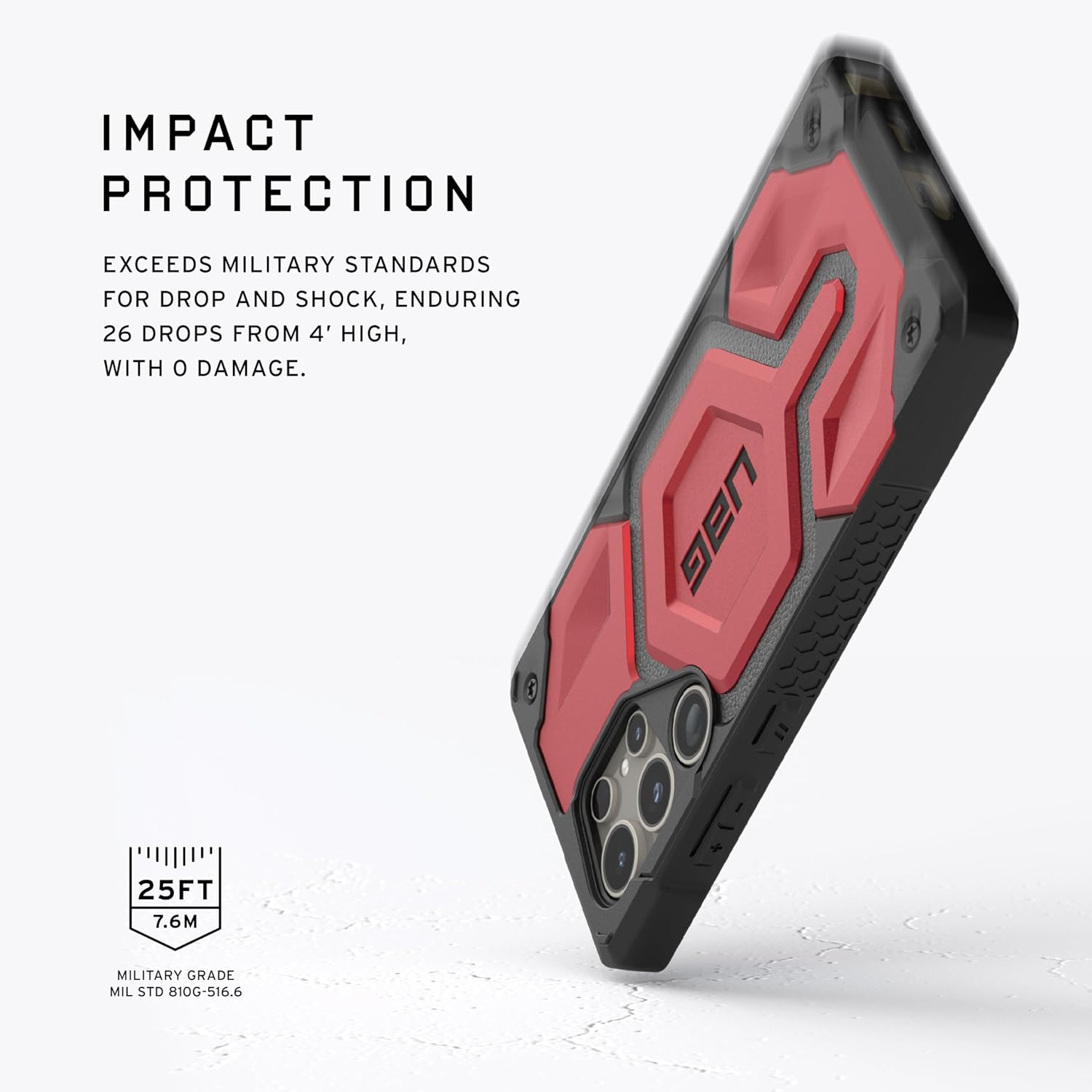 Urban Armor Gear Thermoplastic Polyurethane Monarch Pro Rugged Heavy Duty Shockproof Protective Case/Cover Designed For Galaxy S25 Ultra 5G (6.8-Inch) UAG Case 2023,Magnetic Charging Compatible - Red