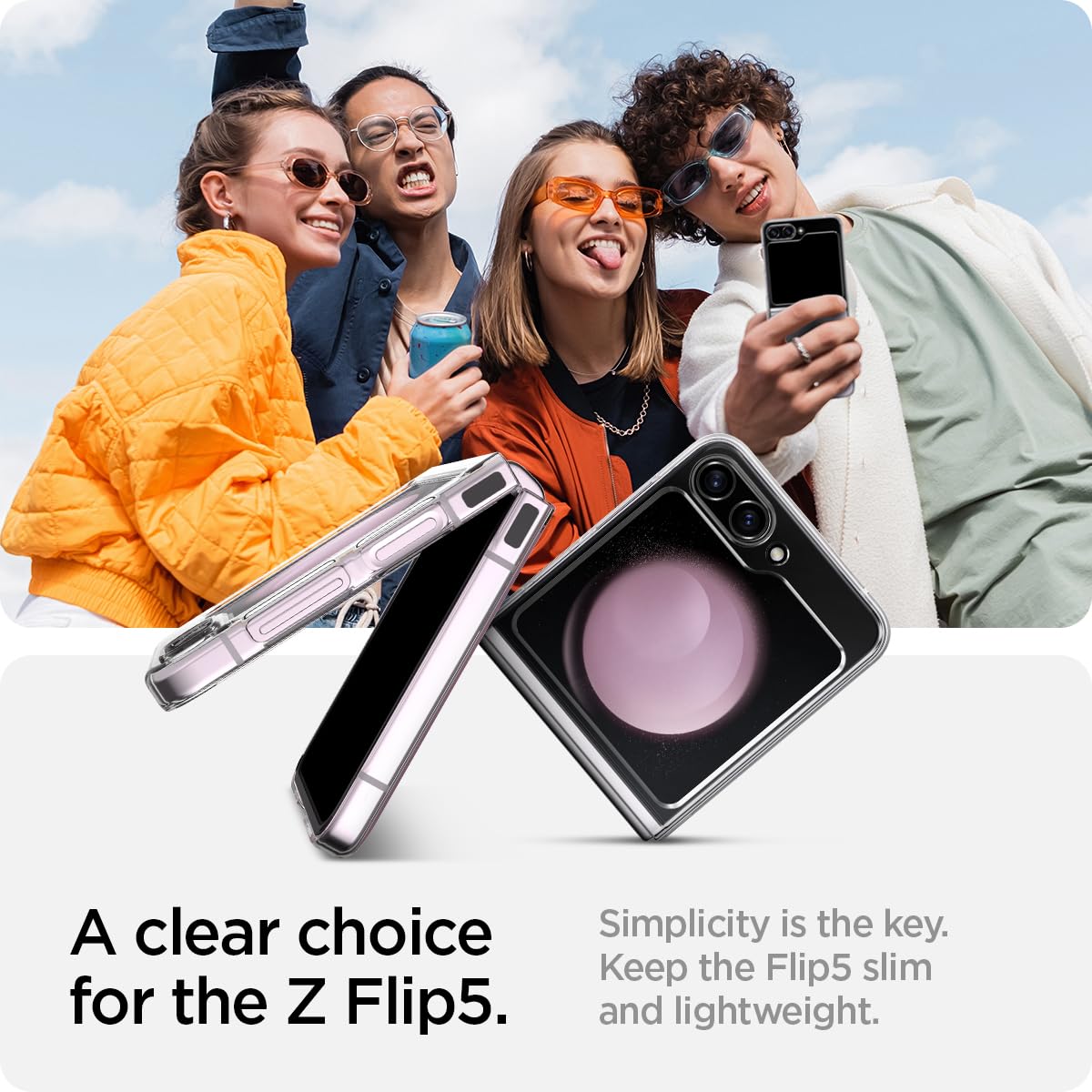 Spigen Air Skin Back Cover Case Compatible with Galaxy Z Flip 5 (Poly Carbonate | Crystal Clear)