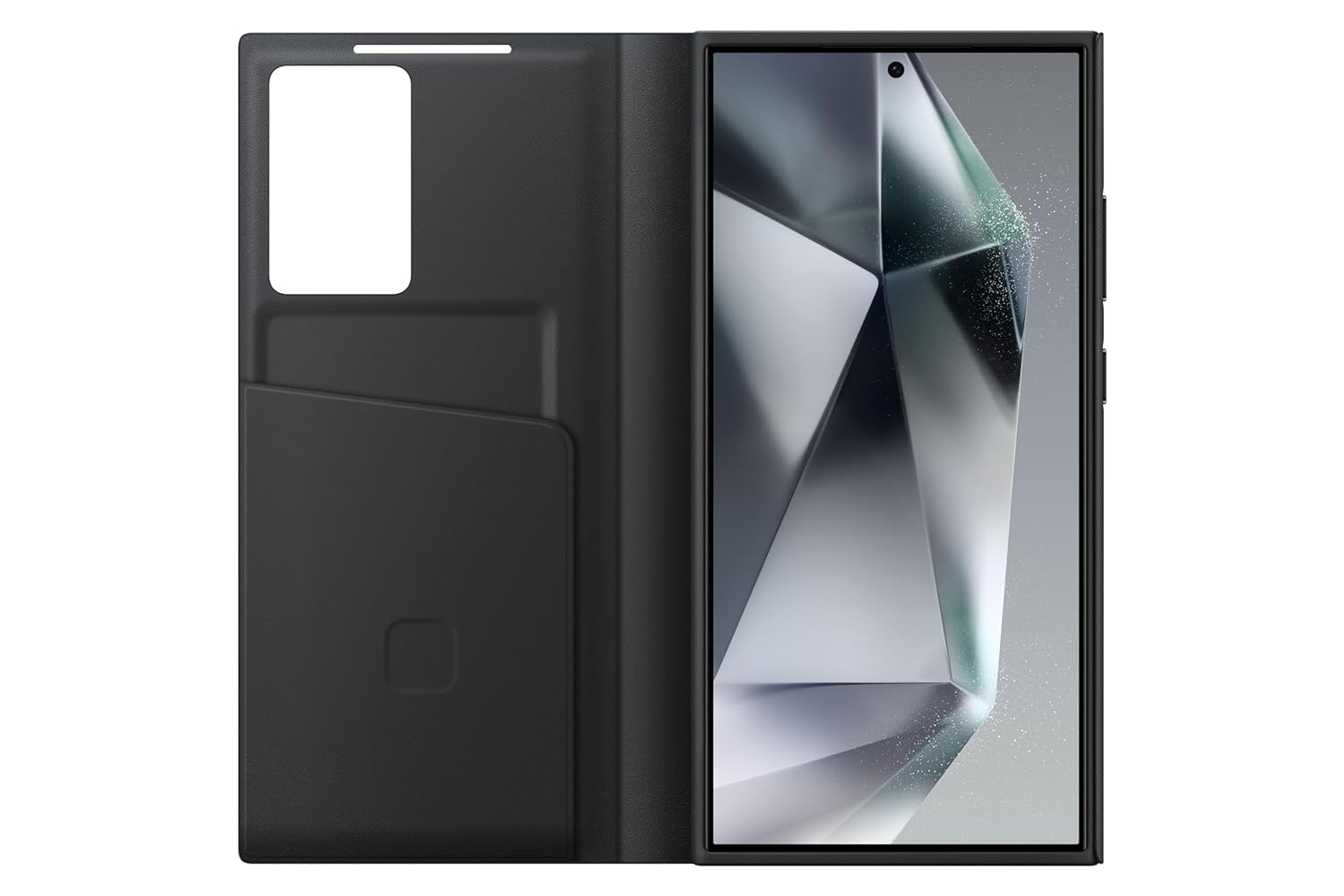 Samsung Galaxy S23 Ultra S-View/Smart View Wallet Flip Case - Protective Leather Cover with Smart Screen Display, Tap Control, Slim Design, and Built-in Card Holder Pocket (Black)