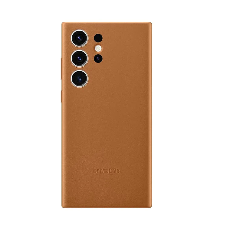 Samsung Galaxy S24 Ultra Case- Leather Full Cover Protective Case with Soft Microfiber Lining Samsung S24 Ultra Phone Case (Brown)