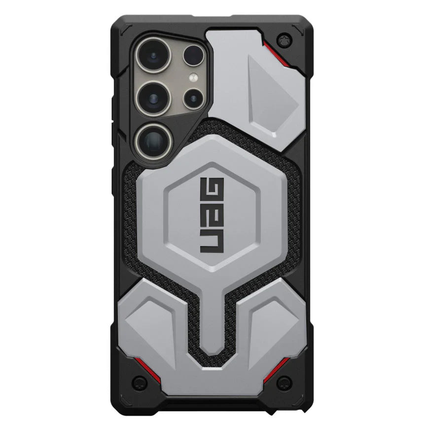 Urban Armor Gear Thermoplastic Polyurethane Monarch Pro Rugged Heavy Duty Shockproof Protective Case/Cover Designed For Galaxy S24 Ultra 5G (6.8-Inch) UAG Case 2023,Magnetic Charging Compatible - Silver