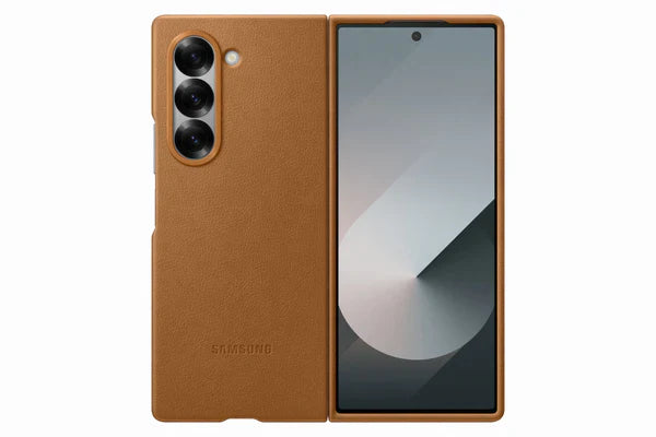 Samsung Galaxy Z Fold 5 Leather Phone Case, Snug Fit, Soft Inside, Protective Cover, Brown