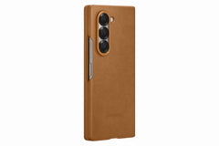 Samsung Galaxy Z Fold 5 Leather Phone Case, Snug Fit, Soft Inside, Protective Cover, Brown