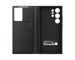 Samsung Galaxy S22 Ultra S-View/Smart View Wallet Flip Case - Protective Leather Cover with Smart Screen Display, Tap Control, Slim Design, and Built-in Card Holder Pocket (Black)