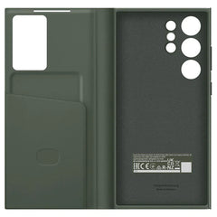 Samsung Galaxy S23 Ultra S-View/Smart View Wallet Flip Case - Protective Leather Cover with Smart Screen Display, Tap Control, Slim Design, and Built-in Card Holder Pocket (Green)